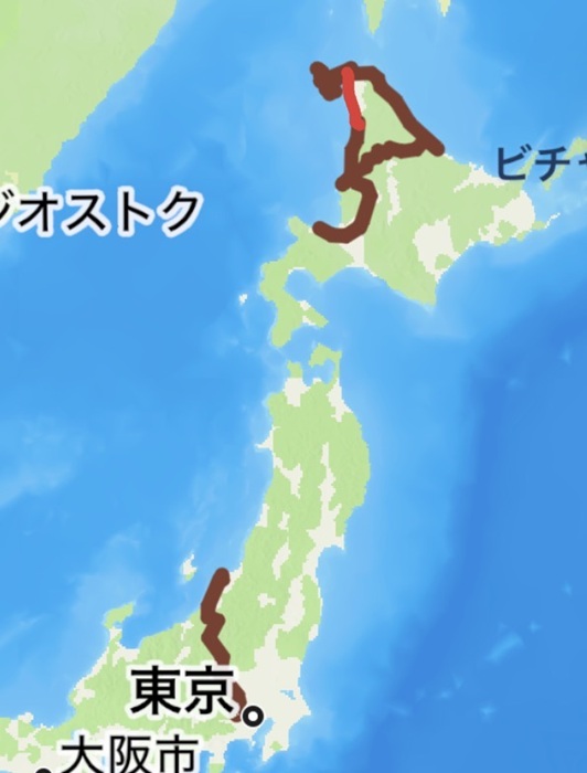 昭島から北海道までの全行程