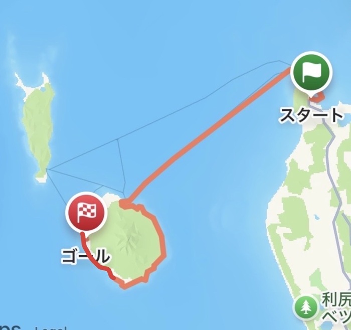 8月24日の稚内から利尻島へのルート