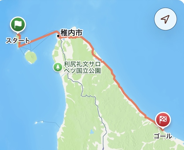 8月26日の稚内から紋別までのルート