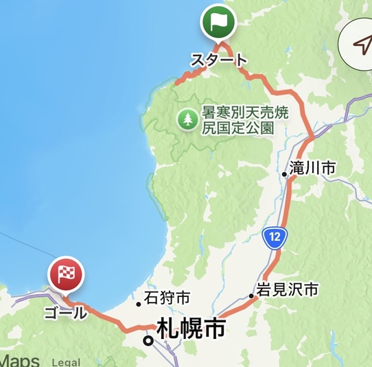 8月28日の留萌から小樽までの迂回ルート